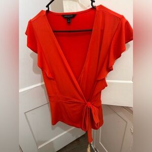 Banana Republic Wrap and tie flutter sleeve orange summer shirt- Large